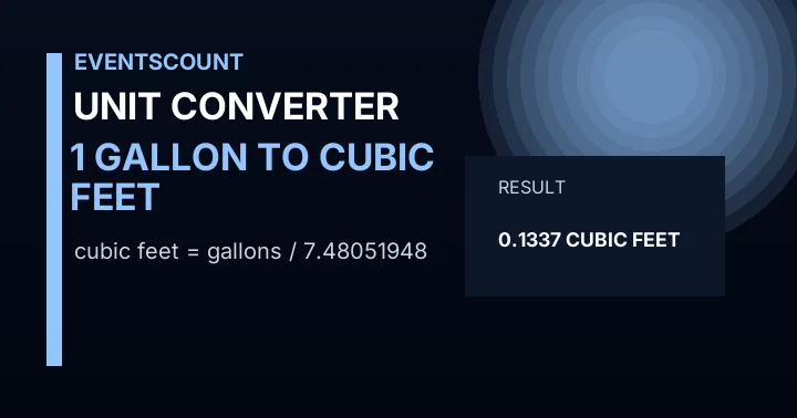 1 Gallon To Cubic Feet