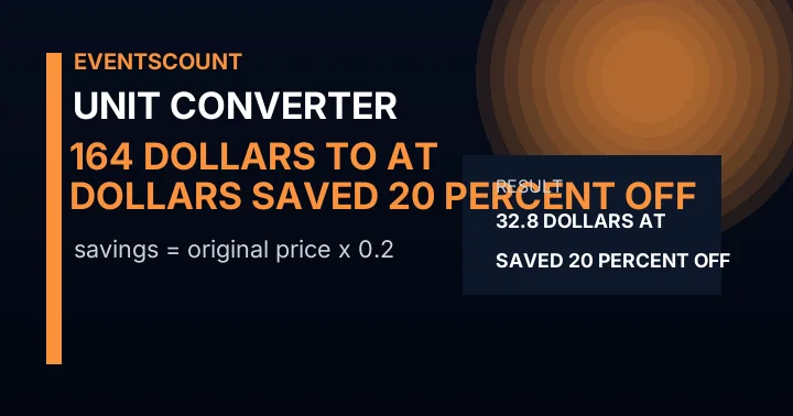 164 Dollars To Dollars Saved At 20 Percent Off