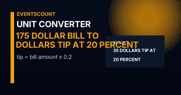 175 Dollar Bill To Dollars Tip At 20 Percent