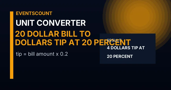 20 Dollar Bill To Dollars Tip At 20 Percent