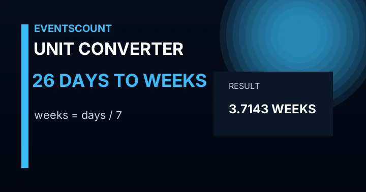 26 Days To Weeks
