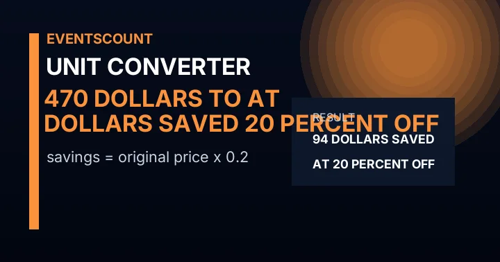 470 Dollars To Dollars Saved At 20 Percent Off