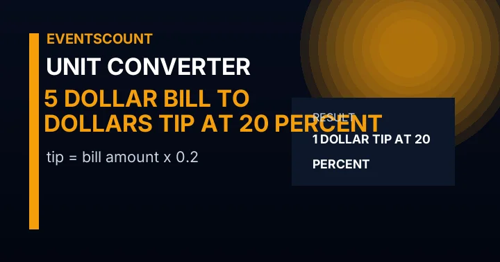 5 Dollar Bill To Dollars Tip At 20 Percent