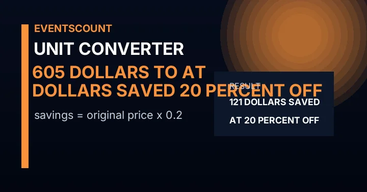 605 Dollars To Dollars Saved At 20 Percent Off
