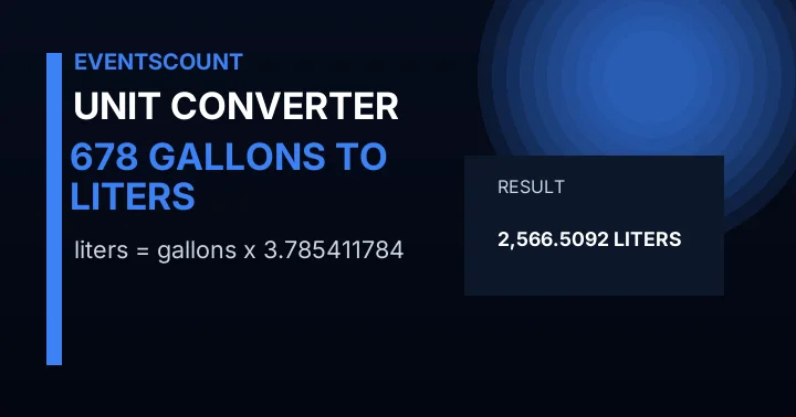 678 Gallons To Liters