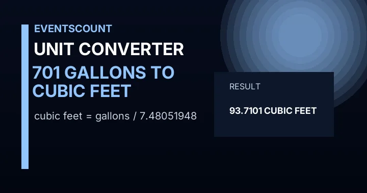 701 Gallons To Cubic Feet