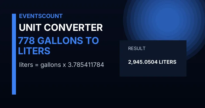 778 Gallons To Liters
