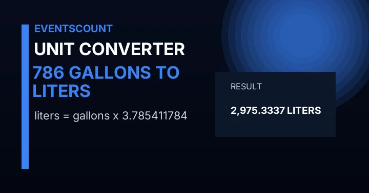 786 Gallons To Liters