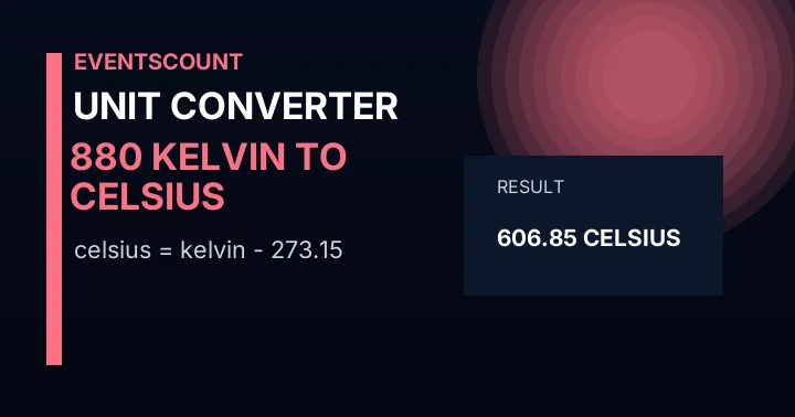 880 Kelvin to Celsius