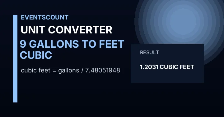 9 Gallons To Cubic Feet